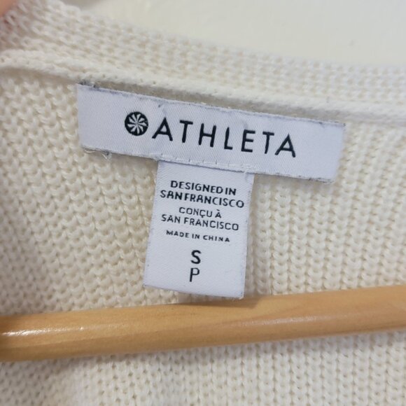 Athleta Sweater Hanover Refined V Neck Merino Wool Blend Small Bone Jumper SZ S - Picture 7 of 12